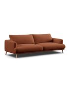 Margot-bank in structuurstof, 4 stoelen, baksteen - 230x95x75 cm