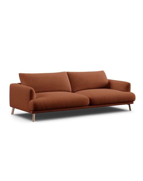 Margot-bank in structuurstof, 4 stoelen, baksteen - 230x95x75 cm