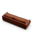 Margot-bank in structuurstof, 4 stoelen, baksteen - 230x95x75 cm
