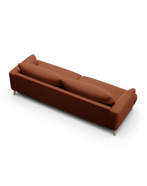 Margot-bank in structuurstof, 4 stoelen, baksteen - 230x95x75 cm