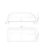 Margot-bank in structuurstof, 4 stoelen, baksteen - 230x95x75 cm