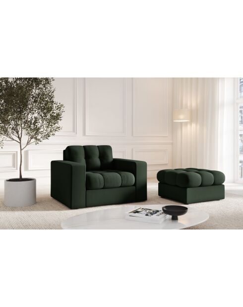 Fauteuil Yohan en tissu structurel 1 place vert foncé - 97x90x72 cm