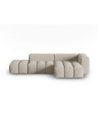 Lorella modulares rechtes Ecksofa aus Strukturstoff 4 Sitze Sand - 265x145x70 cm