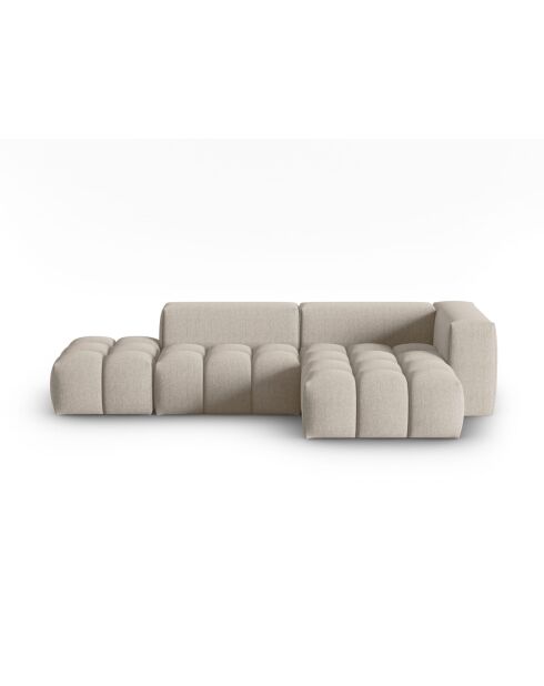Lorella modulares rechtes Ecksofa aus Strukturstoff 4 Sitze Sand - 265x145x70 cm