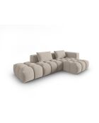 Lorella modulares rechtes Ecksofa aus Strukturstoff 4 Sitze Sand - 265x145x70 cm