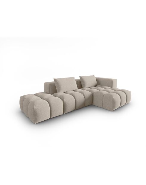 Lorella modulares rechtes Ecksofa aus Strukturstoff 4 Sitze Sand - 265x145x70 cm