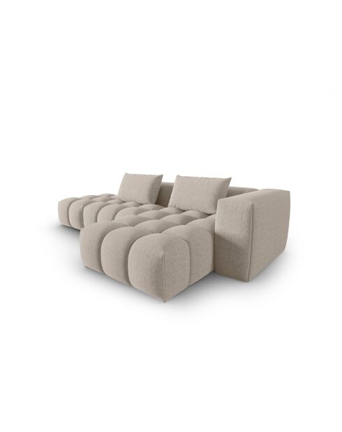 Lorella modulares rechtes Ecksofa aus Strukturstoff 4 Sitze Sand - 265x145x70 cm