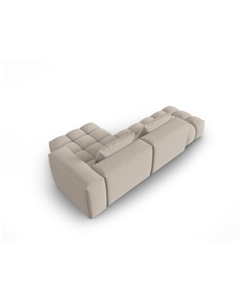 Lorella modulares rechtes Ecksofa aus Strukturstoff 4 Sitze Sand - 265x145x70 cm