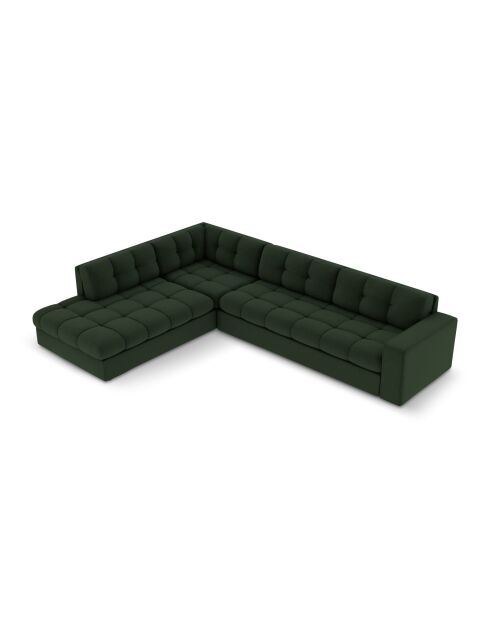 Yohan linkes Ecksofa aus Strukturstoff 5 Sitze dunkelgrün - 236x199x72 cm