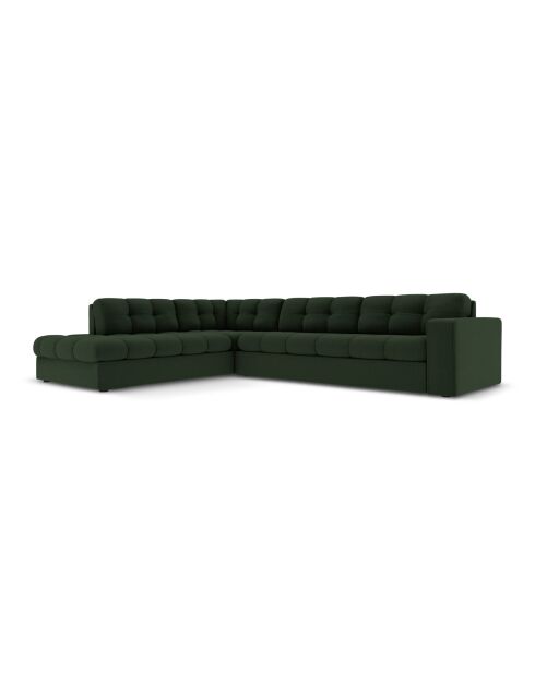Yohan linkes Ecksofa aus Strukturstoff 5 Sitze dunkelgrün - 236x199x72 cm