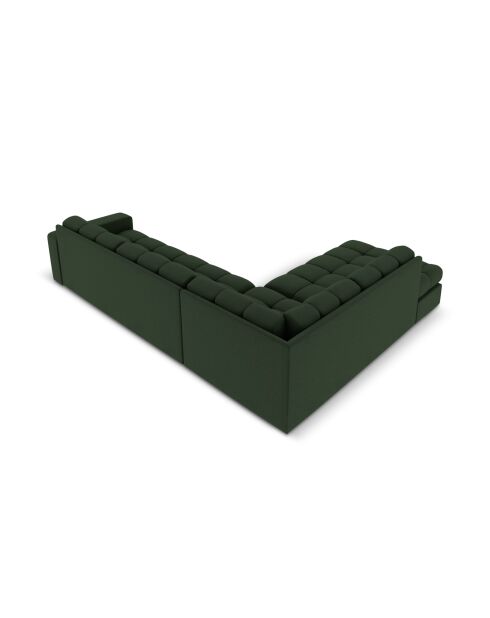 Yohan linkes Ecksofa aus Strukturstoff 5 Sitze dunkelgrün - 236x199x72 cm