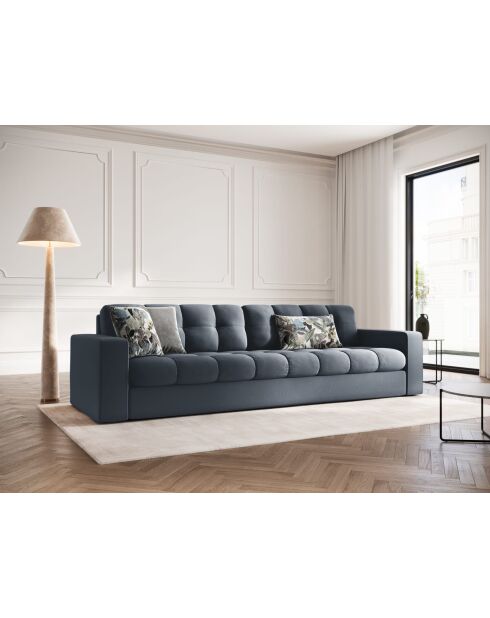 Yohan Sofa aus Strukturstoff 4 Sitze dunkelblau - 227x90x72 cm
