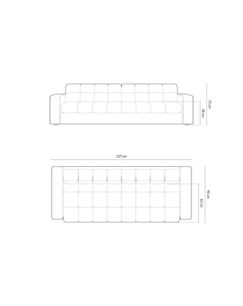 Yohan Sofa aus Strukturstoff 4 Sitze dunkelblau - 227x90x72 cm