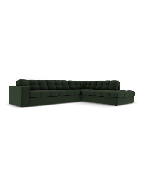 Yohan rechtes Ecksofa aus Strukturstoff 5 Sitze dunkelgrün - 236x199x72 cm