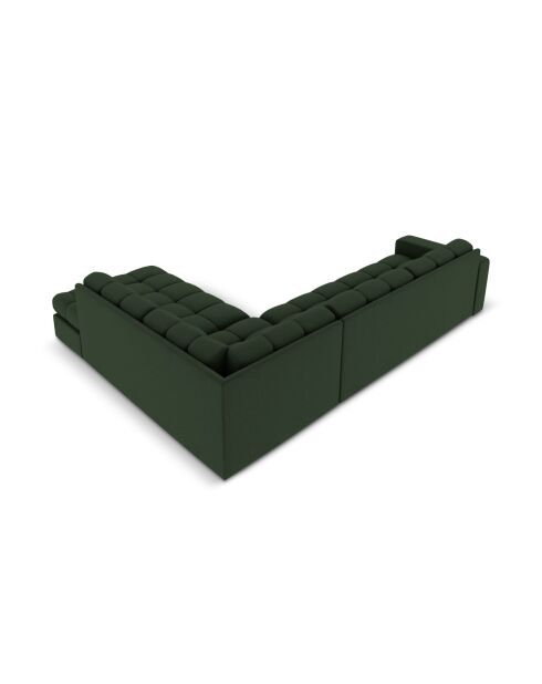 Yohan rechtes Ecksofa aus Strukturstoff 5 Sitze dunkelgrün - 236x199x72 cm