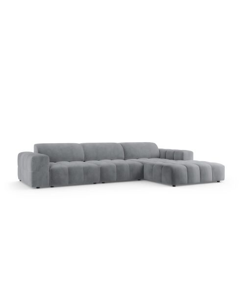 Ecksofa Luc rechts aus Strukturstoff 4 Sitze grau - 284x163x77 cm