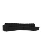 Yohan rechtes Ecksofa aus Strukturstoff 5 Sitze schwarz - 236x199x72 cm
