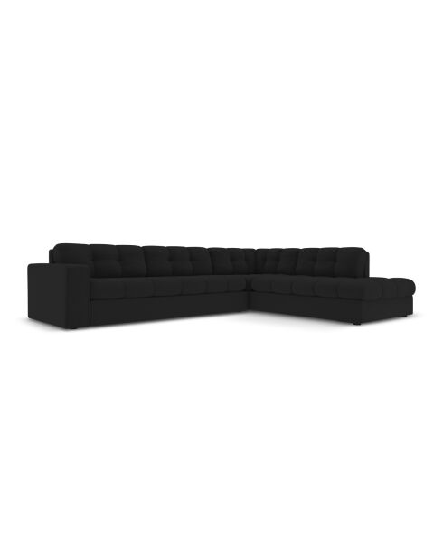 Yohan rechtes Ecksofa aus Strukturstoff 5 Sitze schwarz - 236x199x72 cm