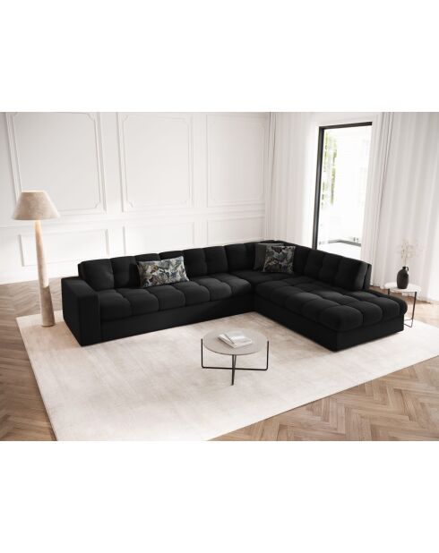 Yohan rechtes Ecksofa aus Strukturstoff 5 Sitze schwarz - 236x199x72 cm