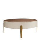 Table Basse Beige/Noyer - 92x92x92 cm