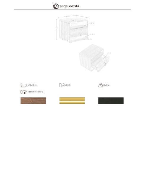 Moderner Nachttisch im Nussbaumdesign - 60x43x50 cm