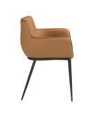 Chaise avec accoudoirs en cuir au design moderne avec assise et dossier marron/noir - 62x58x81 cm