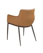 Chaise avec accoudoirs en cuir au design moderne avec assise et dossier marron/noir - 62x58x81 cm