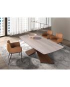 Chaise avec accoudoirs en cuir au design moderne avec assise et dossier marron/noir - 62x58x81 cm