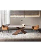 Chaise avec accoudoirs en cuir au design moderne avec assise et dossier marron/noir - 62x58x81 cm