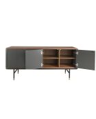 Modernes Design-Sideboard dunkelgrau/nussbaum/gold - 180x45x79 cm