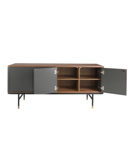 Modernes Design-Sideboard dunkelgrau/nussbaum/gold - 180x45x79 cm