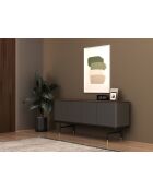 Modernes Design-Sideboard dunkelgrau/nussbaum/gold - 180x45x79 cm
