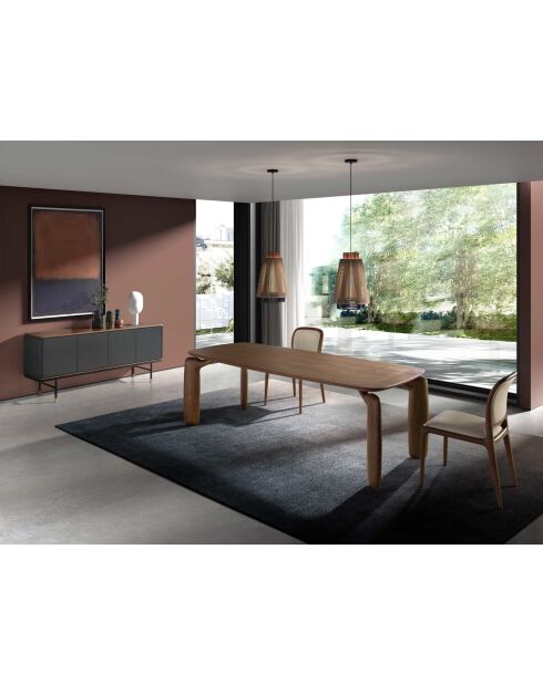 Modernes Design-Sideboard dunkelgrau/nussbaum/gold - 180x45x79 cm