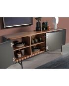 Modernes Design-Sideboard dunkelgrau/nussbaum/gold - 180x45x79 cm