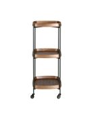 Minibarwagen in modern design met drie bakjes van walnoot/zwart - 50x50x124 cm