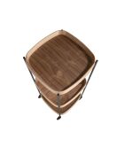 Minibarwagen in modern design met drie bakjes van walnoot/zwart - 50x50x124 cm
