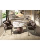 Minibarwagen in modern design met drie bakjes van walnoot/zwart - 50x50x124 cm