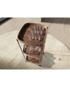 Minibarwagen in modern design met drie bakjes van walnoot/zwart - 50x50x124 cm