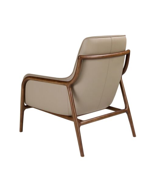 Fauteuil aux accoudoirs en cuir au design moderne avec assise et dossier noyer/vison - 72x90x90 cm