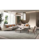 Fauteuil aux accoudoirs en cuir au design moderne avec assise et dossier noyer/vison - 72x90x90 cm
