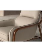 Fauteuil aux accoudoirs en cuir au design moderne avec assise et dossier noyer/vison - 72x90x90 cm