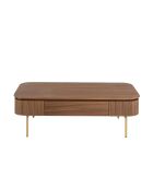 Tavolino rettangolare in noce/oro - 120x60x37 cm