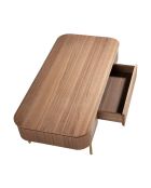 Tavolino rettangolare in noce/oro - 120x60x37 cm