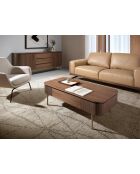 Tavolino rettangolare in noce/oro - 120x60x37 cm