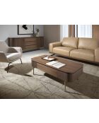 Tavolino rettangolare in noce/oro - 120x60x37 cm