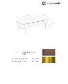 Tavolino rettangolare in noce/oro - 120x60x37 cm