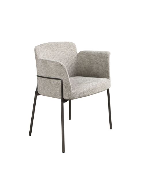 Chaise avec accoudoirs au design moderne, avec assise et dossier gris/acier - 66x54x77 cm