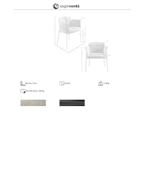 Chaise avec accoudoirs au design moderne, avec assise et dossier gris/acier - 66x54x77 cm