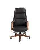 Fauteuil de bureau en cuir pivotant moderne avec assise et dossier noyer/noir - 68x70x120 cm
