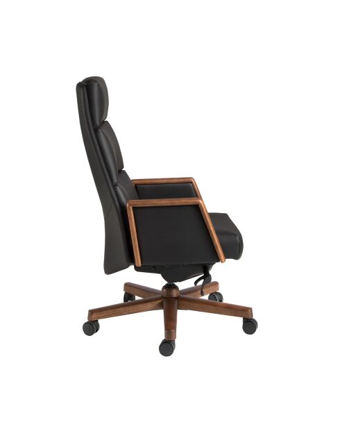 Fauteuil de bureau en cuir pivotant moderne avec assise et dossier noyer/noir - 68x70x120 cm